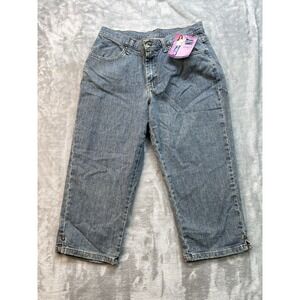 Lee Riders Womens Sz 12M Designer Blue Jeans Capris Stretch‎ Mid Rise Beach NWT